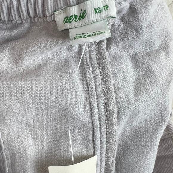 NWT Aerie Corduroy Cutoff Frayed Hem Shorts XS Light Grey Elastic Back Preppy - Picture 5 of 6